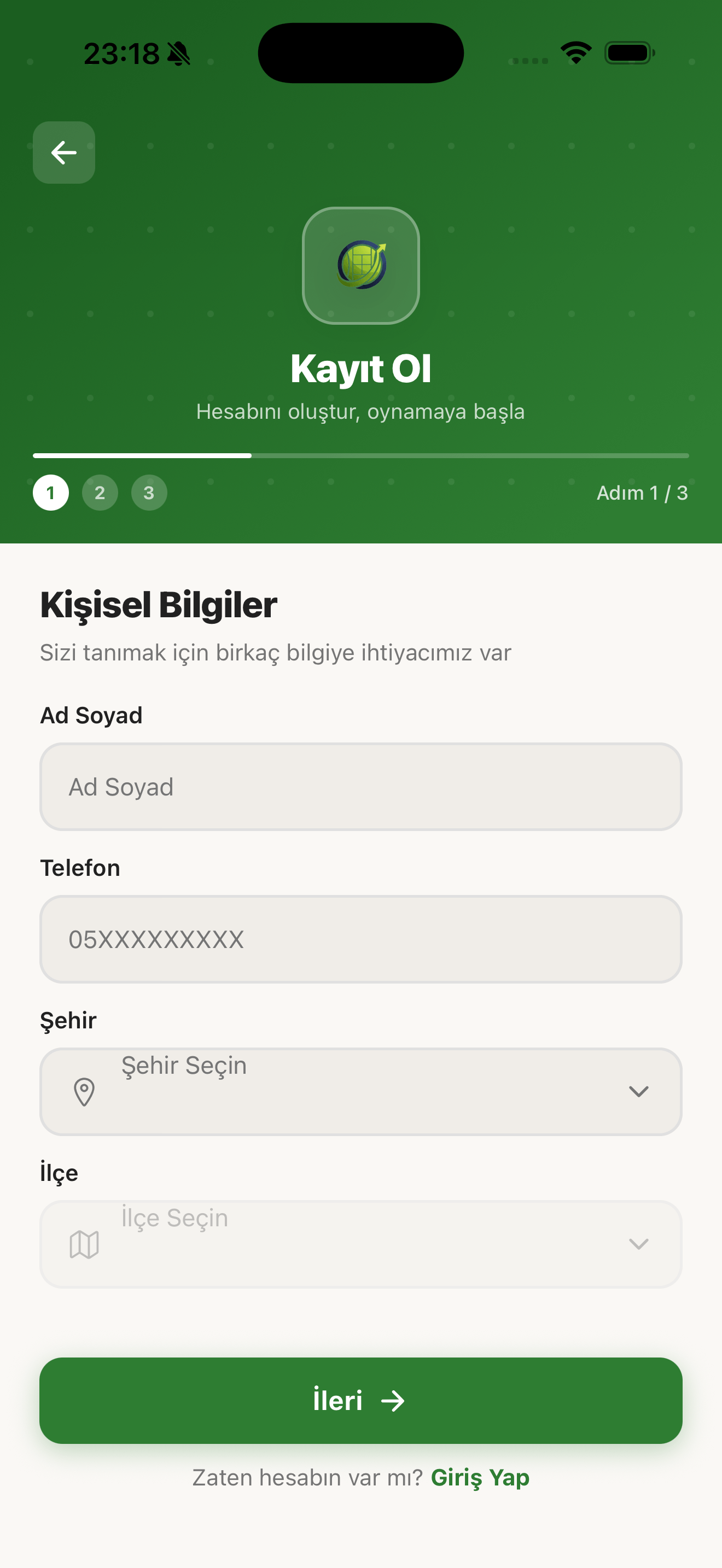 Baseline tenis kulübü rezervasyon uygulaması — ekran 4
