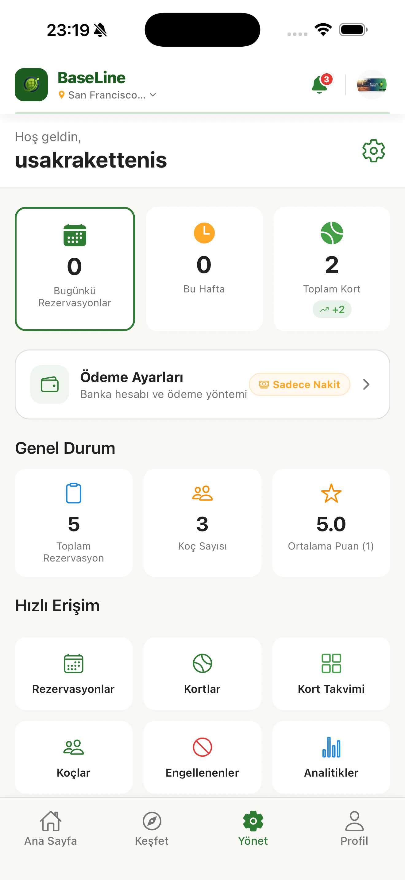 Baseline tenis kulübü rezervasyon uygulaması — ekran 6