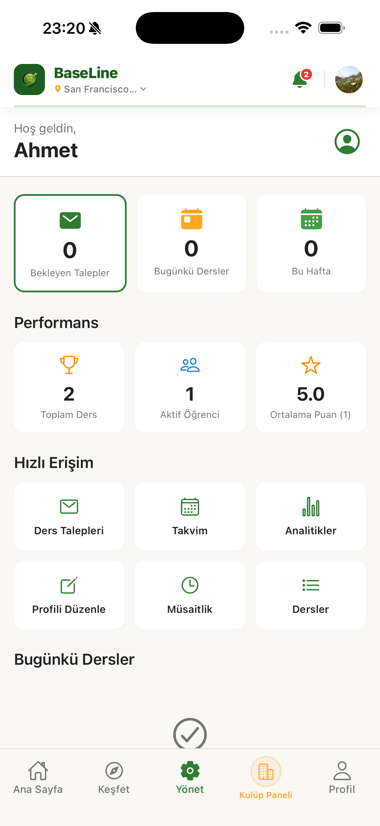 Baseline tenis kulübü rezervasyon uygulaması — ekran 8