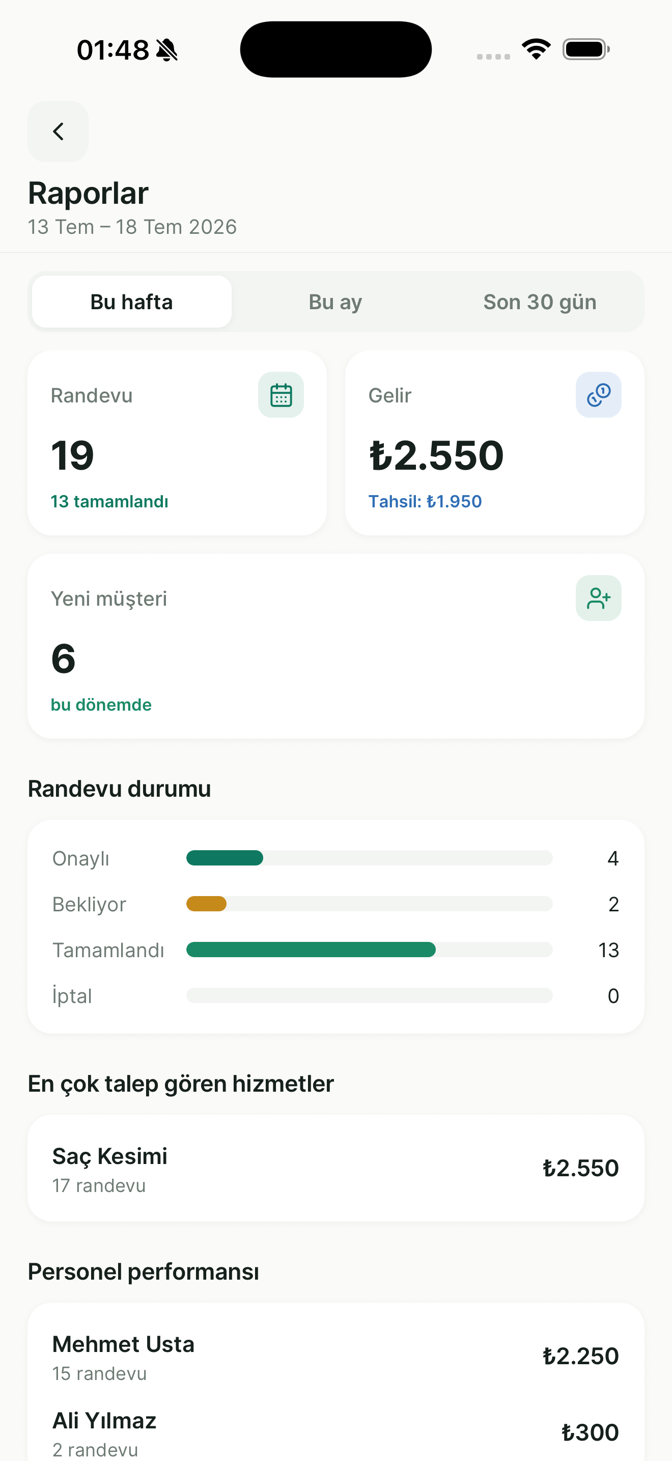 Bukira randevu ve işletme yönetim uygulaması — ekran 2