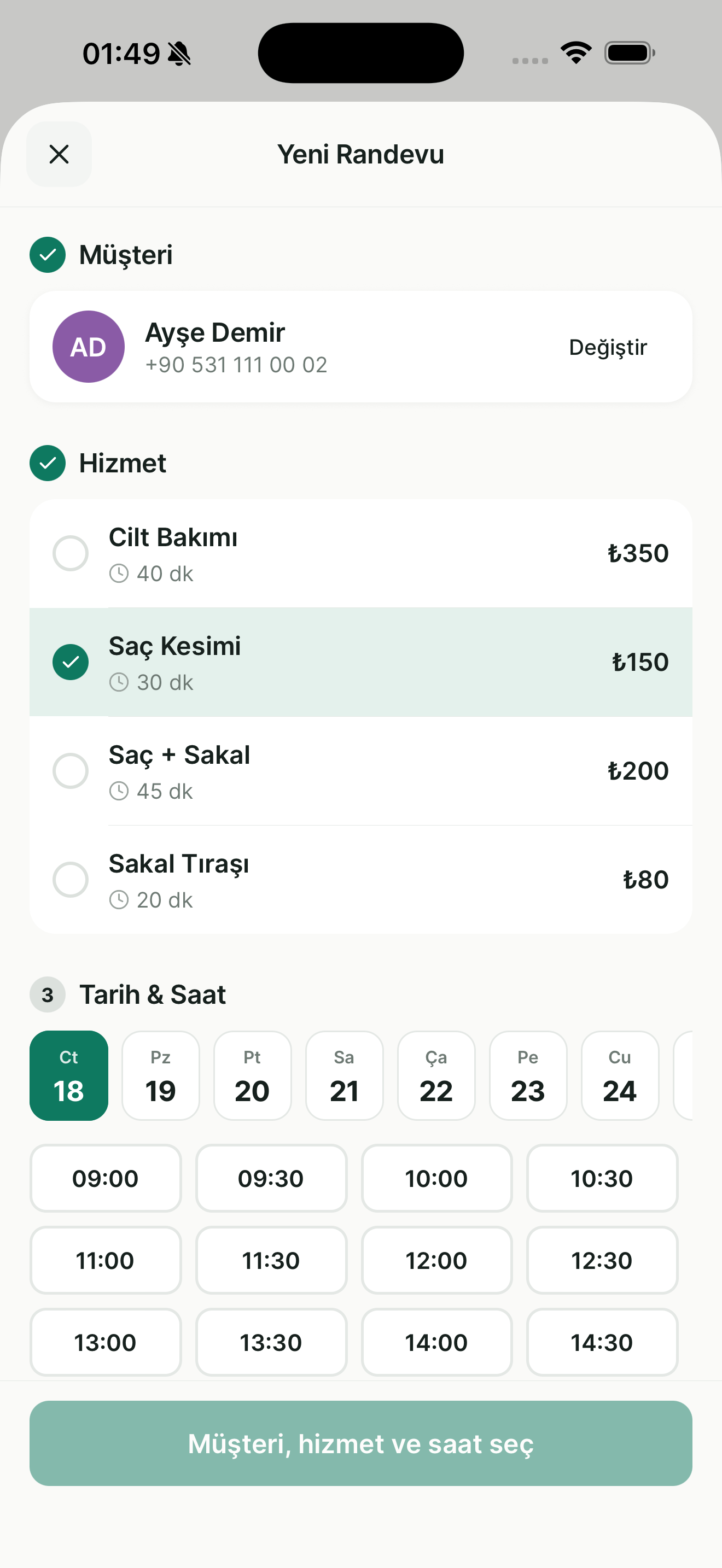 Bukira randevu ve işletme yönetim uygulaması — ekran 3