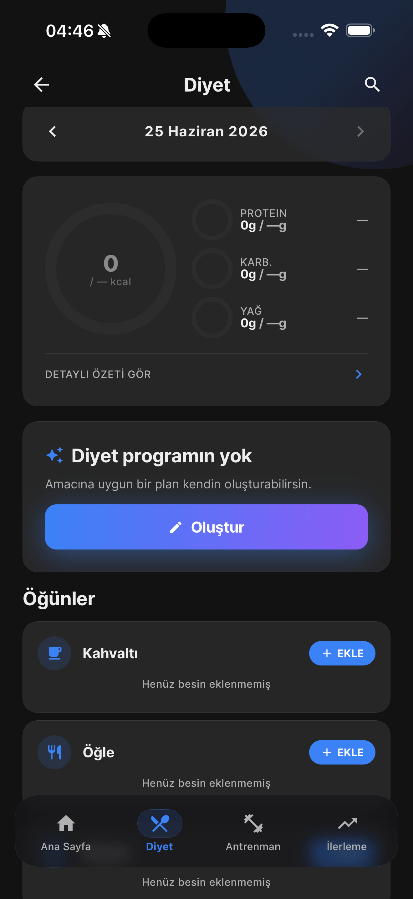 GymBot yapay zeka antrenman uygulaması — ekran 2