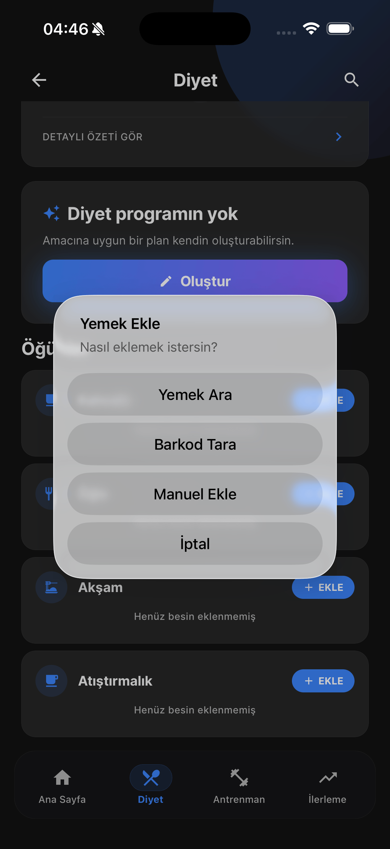 GymBot yapay zeka antrenman uygulaması — ekran 4