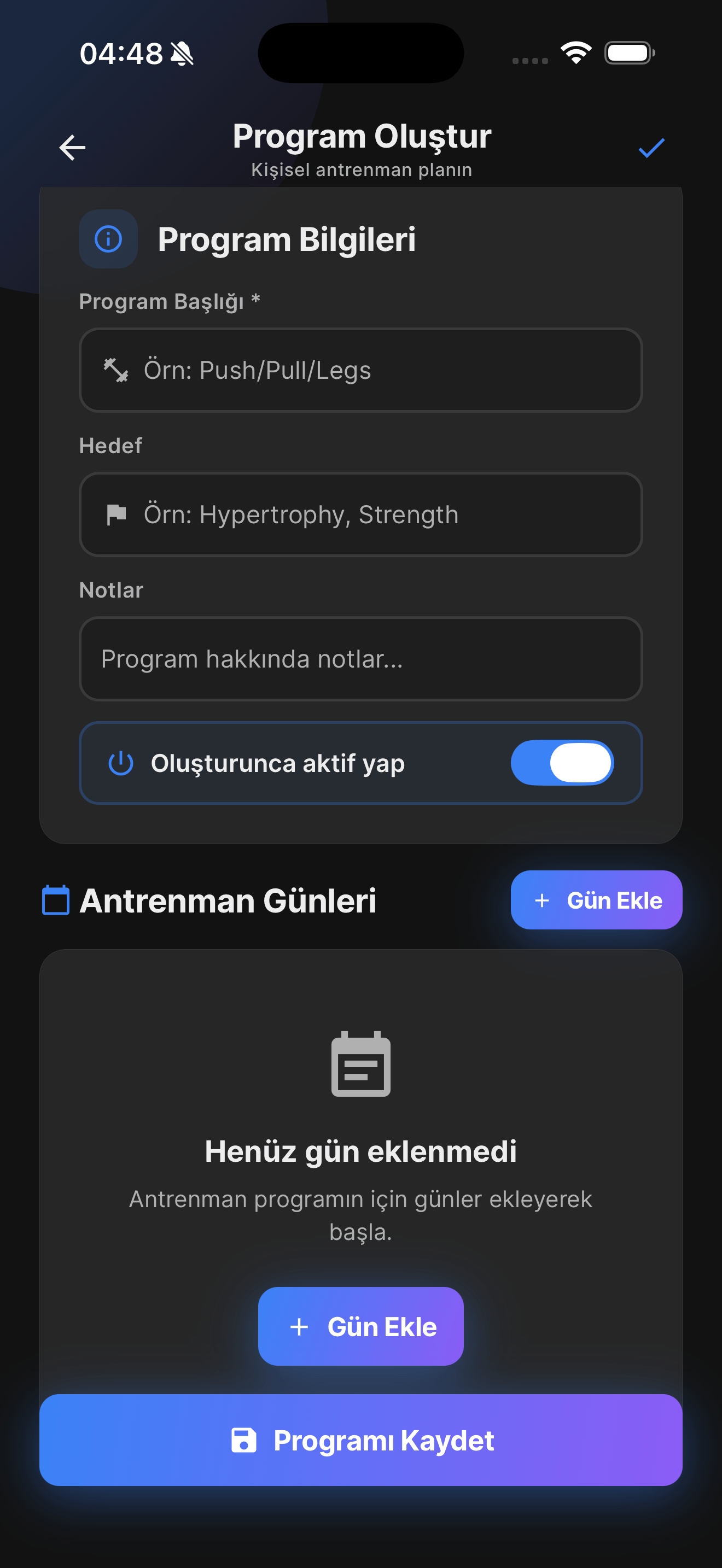 GymBot yapay zeka antrenman uygulaması — ekran 9