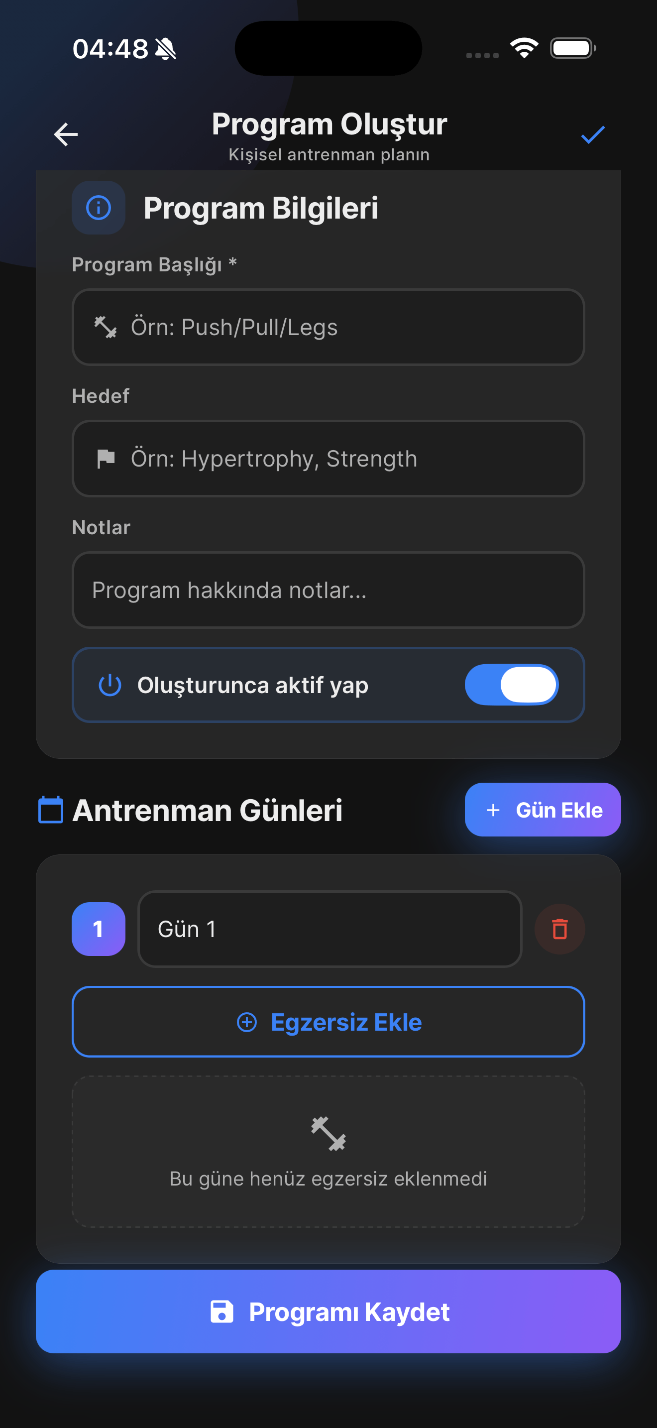 GymBot yapay zeka antrenman uygulaması — ekran 10